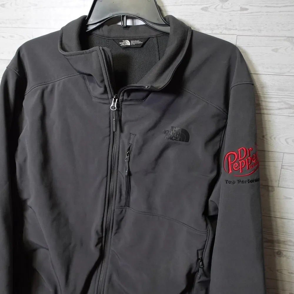 The North Face Jacket Mens sizde XL charcoal gray has Dr.Pepper embroidery